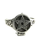 925 Sterling Silver Pentagram Poison Rings, Vintage New Old Stock Vary Sizes