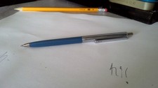 VTG Paper Mate Blue Chrome Slim Profile Double Heart Vintage Ballpoint Pen