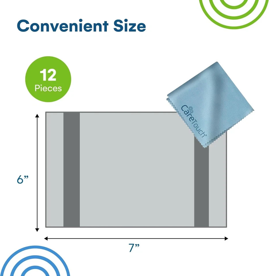 Care Touch Eyeglass Cleaning Cloth - 12 Pack of Microfiber Cleaning Cloth for Gl