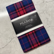 Jos A Bank Pre Folded Pocket Square Red Blue Plaid Cotton Handkerchief Hanky