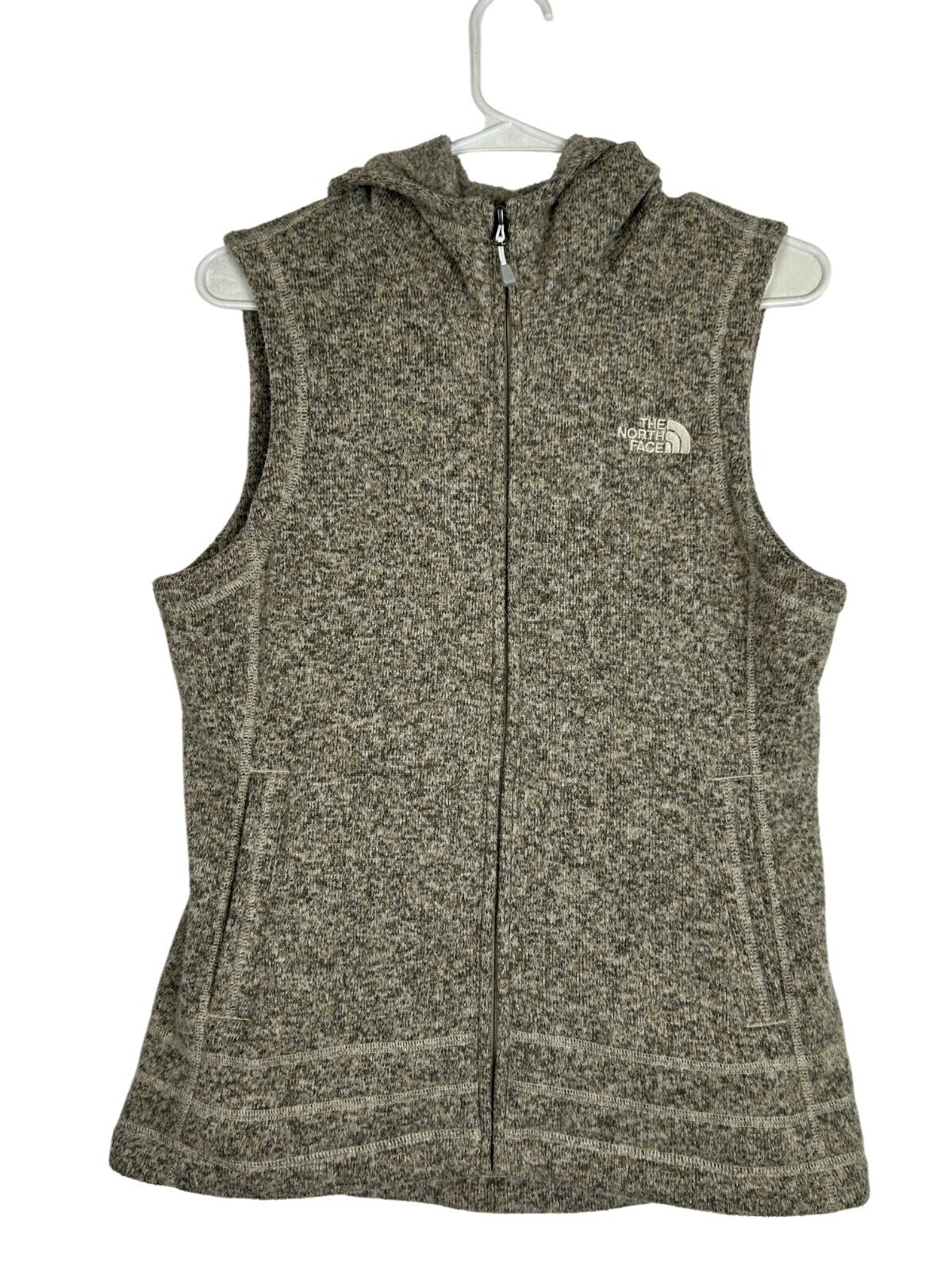 THE NORTH FACE Hooded Fleece Vest Womens Sz MEDIUM Full Zip Outdoor Gorpcore