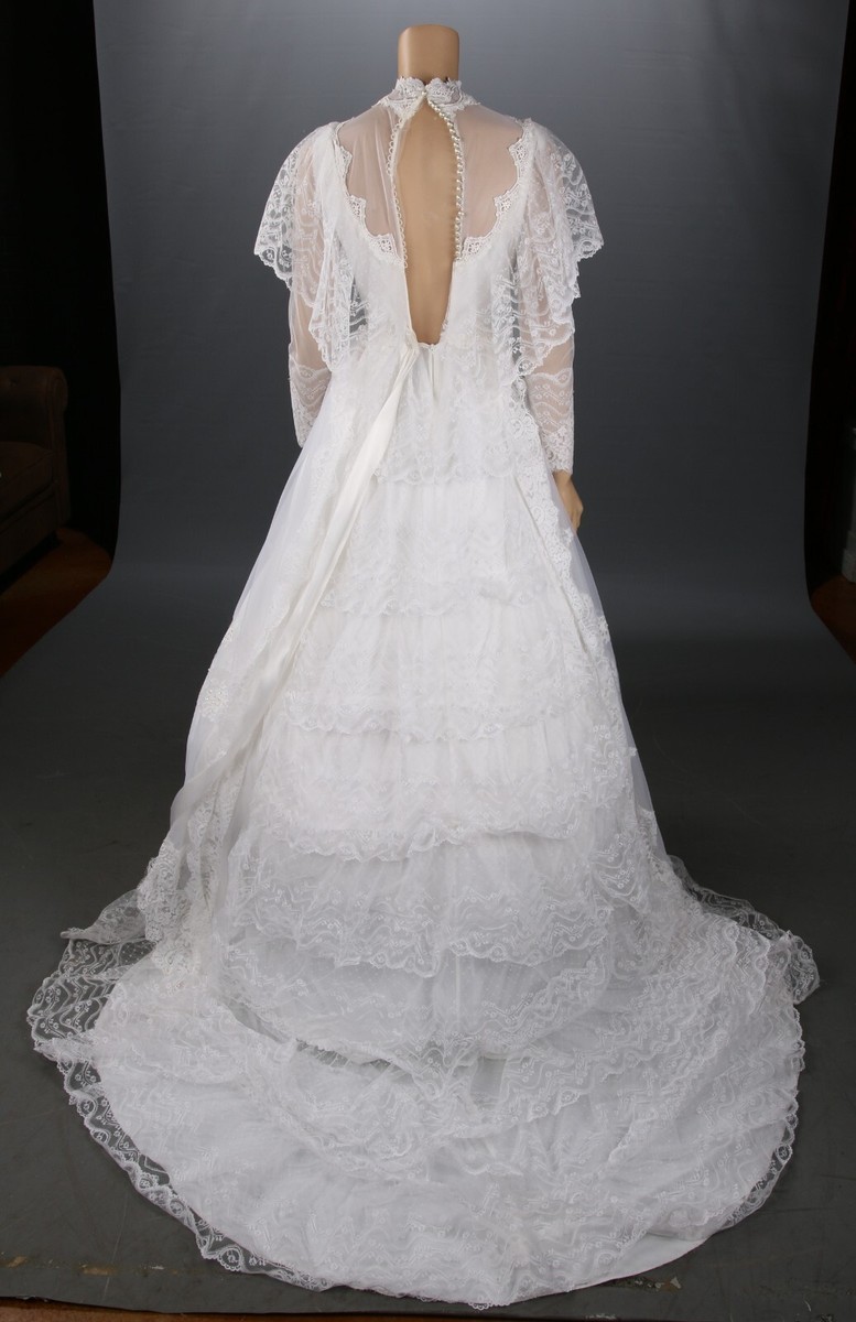 Alfred Angelo Vintage 80s White Lace High Neck Long Sleeve Wedding Dress sz 6 Alfred Angelo Vintage 80s White Lace High Neck Long Sleeve Wedding Dress sz 6