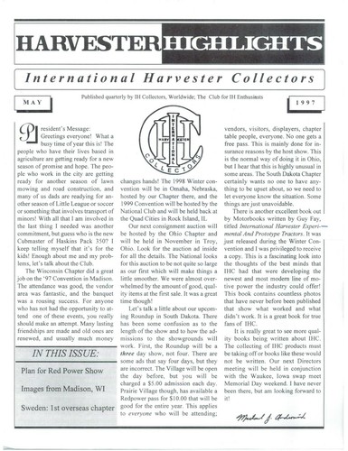 May 1997 International Harvester Highlights Magazine, Red Power Round Up info
