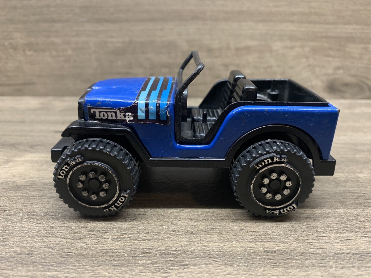 Vintage Tonka Blue and Hood Stripes Jeep 1979 812892 Metal