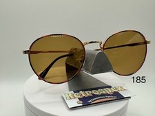 Vintage Oversize Sunglasses NOS Preppy Round Metal Style Gold Demi Amber 1990s