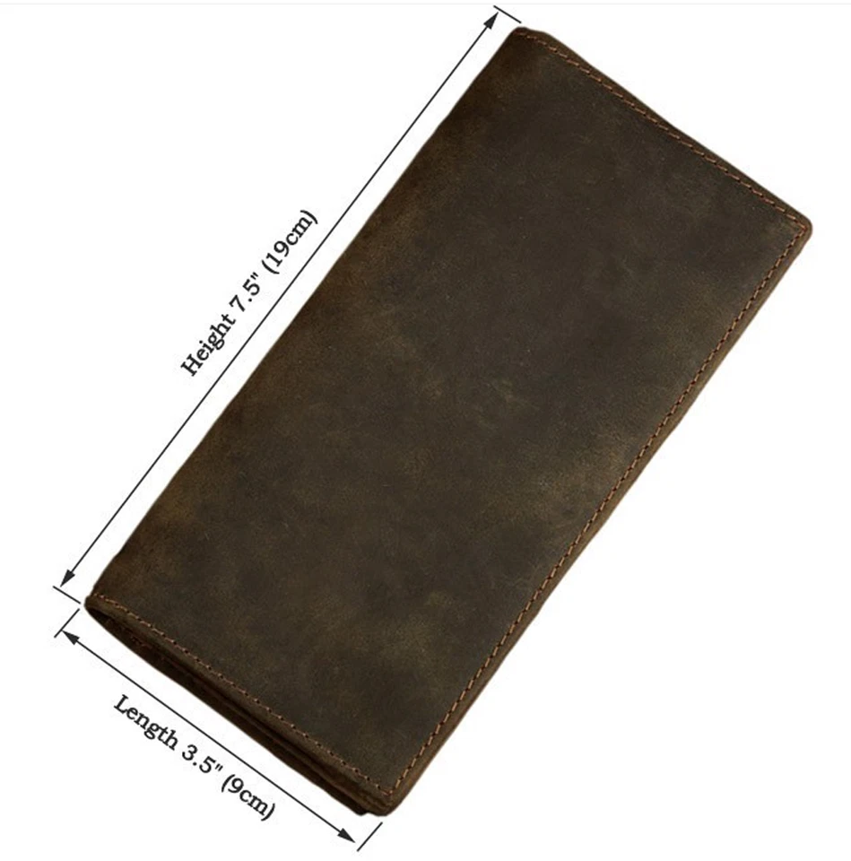 Mens Genuine Crazy Horse Leather RFID Blocking Bifold Long Wallet Card Holder - Image 3 of 4