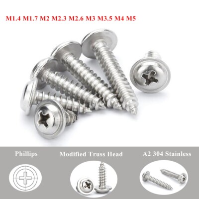 Phillips Modified Truss Head Self Tapping Screw A2 Stainless Steel M2 M2.6 M3 M4