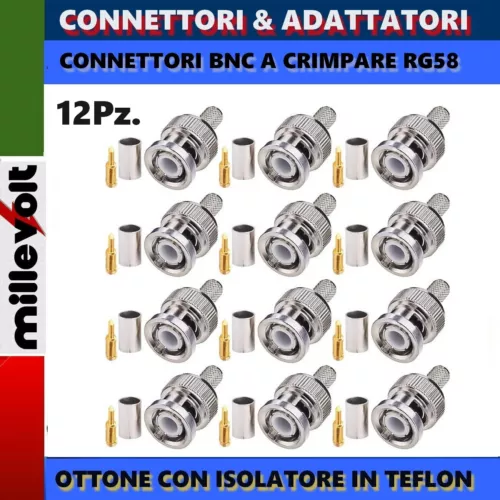 12Pz. CONNETTORE BNC A CRIMPARE PER CAVO COASSIALE RG58