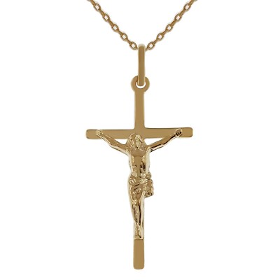 LOT Pendentif Croix Christ Plaqué Or 18 carats + Chaîne - Longueur AU CHOIX
