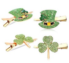 St. Patrick  s Day Hair Clips Accessories Festival Rhinestone Shamrock Hair
