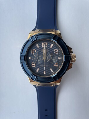 Guess W0247G3 Blue/Rose Gold Silicone Men's Watch UK