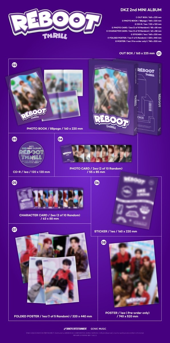 K-pop　CD K-POP DKZ 2nd Mini Album [REBOOT] CD+88p Photobook+4p Card+Sticker