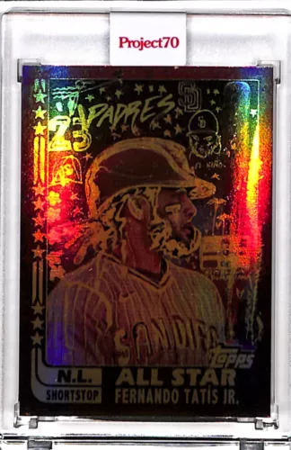 2021 TOPPS PROJECT 70 #645 FERNANDO TATIS JR BY GREGORY SIFF RAINBOW FOIL 01/70