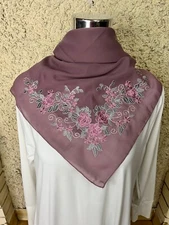 Square Scarf Hijab – Cotton Chiffon Lightweight Head Wrap Shawl- Purple