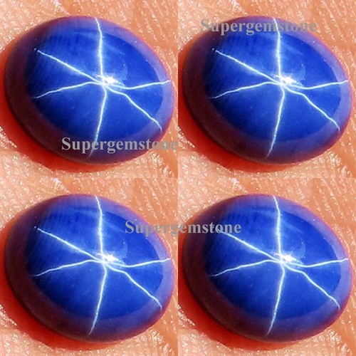 Lot De 3 Cabochons Ovales En Saphir Bleu étoilé à 6 Branches - Parfait état