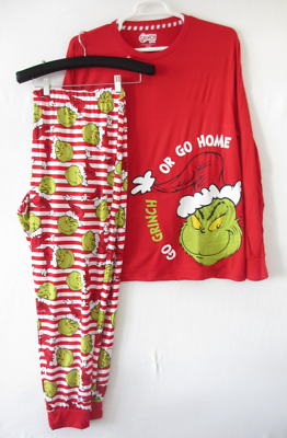 Grinch Family PJ's Pajama Set XL Mens Womens Red L/S T Shirt Pants