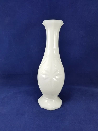 Vintage MILK GLASS BUD VASE STARBURST PRESSED 6 3/4"