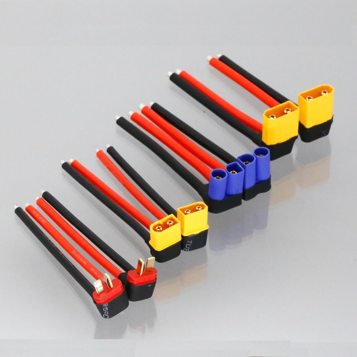 Battery Port 90 Degree Turn XT90 XT60 Deans EC5 Male 10cm Wire DIY