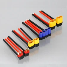 Battery Port 90 Degree Turn XT90 XT60 Deans EC5 Male 10cm Wire DIY End Soldered