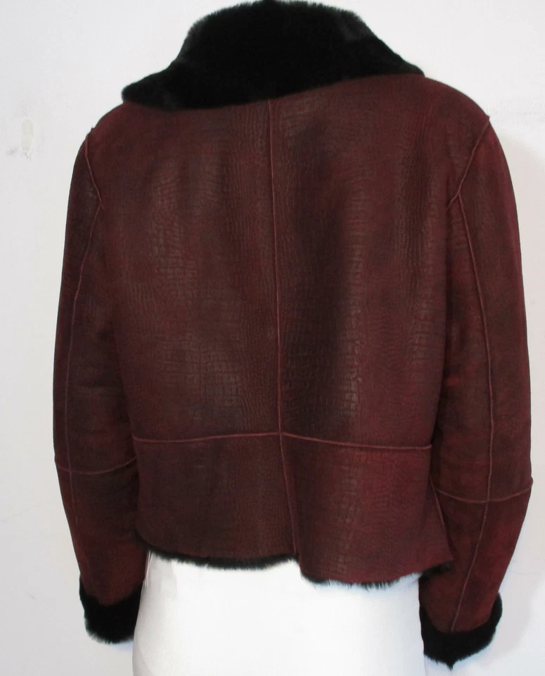 Piel de oveja abierta Haute Hippie borgoña/negro talla grande Foto 3 de 4