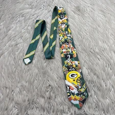 Vintage 1990 Ralph Marlin Green Bay Packers Printed Neck Tie NFL Football