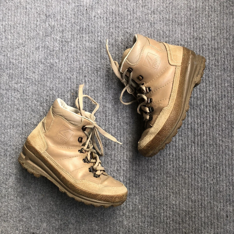 LOWA Vintage Schuhe Echt Leder Stiefeln Gr. 37 Damen Wanderschuhe Winter Beige
