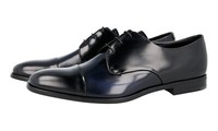 Luxus Prada Derby Business Schuhe 2EB178 Schwarz + Blau Leder Neu 9 43 43,5