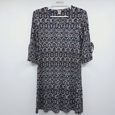 Chico's Women's Herringbone 3/4 Sleeve Dress Multicolor Size 1