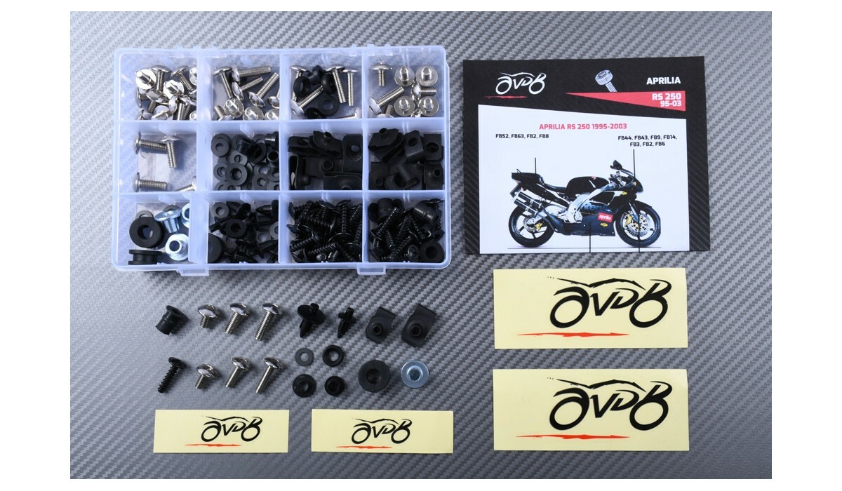 Visserie carénage complète argent pour moto Aprilia RS 250 1998-2004