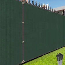 8ft Green Privacy Fence Screen Mesh HDPE Netting Fabric with Grommets for Garden