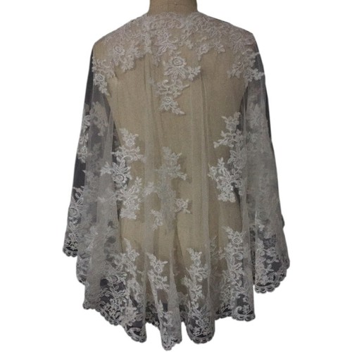 Wedding Cape Lace Hem Bridal Jackets Elegant Shawl Bride Wrap - Picture 8 of 8
