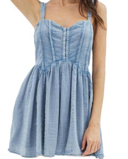 Urban Outfitters Women's M Blue Mini Dress Adjustable Strap Acid Wash OB1629224