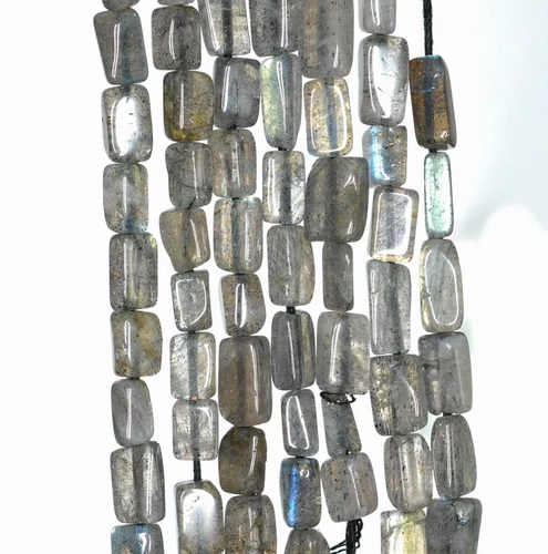 5X4-8X4 MM GRAUER LABRADORIT EDELSTEIN RECHTECK ROHR LOSE PERLEN 14-15 ZOLL - Bild 3 von 4