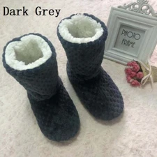 Women Indoor Slippers Fleece Plush Anti-slip Shoes Flat Boots Winter Warm Soft