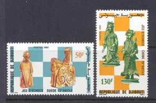 DJIBOUTI  SC# 535-536 SWEEDISH BONE CHESS PIECES - MNH - PERF.