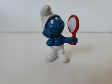 Smurf Vintage PVC figure Vanity Mirror 1980s Schleich Peyo