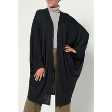 Attitudes by Renee Global Illusions Casknit Cocoon Cardigan Black, Medium