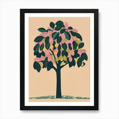 Pekannussbaum bunte Illustration 1 gerahmtes Wandbild Poster Leinwanddruck Bild