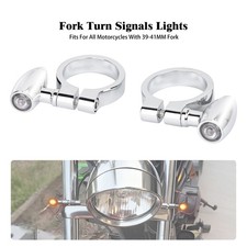 Clear Lens Universal Front Fork Mounting LED Turn Signals Light for Honda Harley