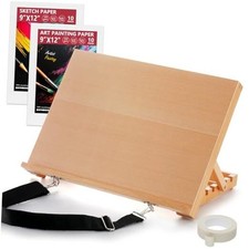 Tabletop Easel for Painting, 16.5"x12" Adjustable Portablewood Drawing Beech A3