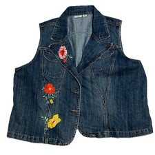 Cato Floral Embroidered Jean Vest Size 22/24 W
