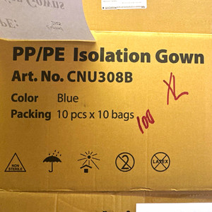 ESS PP/PE Blue Isolation Gown CNU308B Emergency Medicine 10pcs x 10 bags