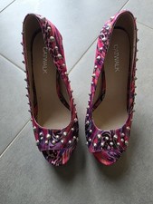 Extravagante Sexy High Heels  Gr.37  pink getigert, wie neu, 12 cm Absatz