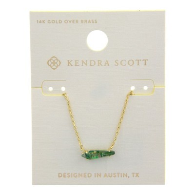 Kendra Scott Indie Pendant Necklace 14K Gold Over Brass Teal Glass