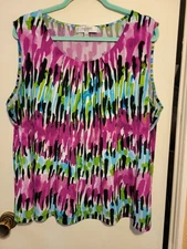 Jones Studio Separates 3X Plus Multicolor Blouse Sleeveless Top Women Stretch
