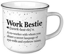 Carson 13oz "Work Bestie" Coffee Mug Black & White Kitchen Home Decor