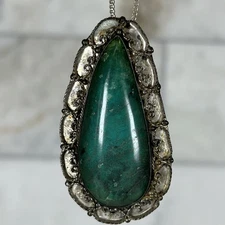 VTG Israel 930 Silver Eilat Stone Pendant Brooch Signed Convertible King Solomon