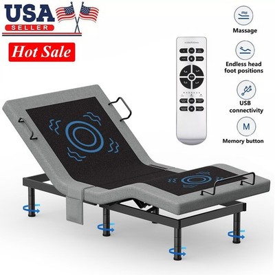 Upgrade Electric Adjustable Bed Frame With Massage Power Base Twin XL 1000LB