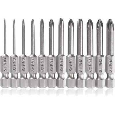 Schraubendreher Bits Set KreuzschlitzPH00PH0PH1PH2 12 Stück S2 Stahl Magnetisch