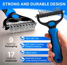 2side Dog Brush for Shedding Dematting Pet Grooming Cat Hair Undercoat Rake Comb